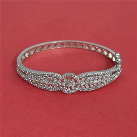 Cubic Zirconia Openable Kada With 2 Tone Rhodium Plating