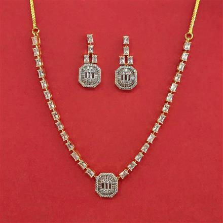 Cubic Zirconia Delicate Necklace With 2 Tone Plating