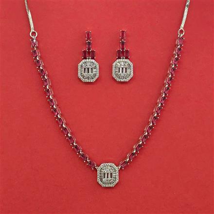 Cubic Zirconia Delicate Necklace With Rhodium Plating