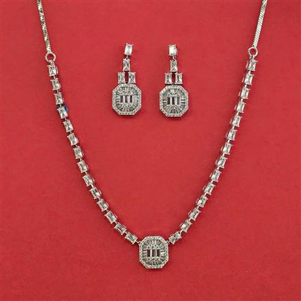 Cubic Zirconia Delicate Necklace With Rhodium Plating