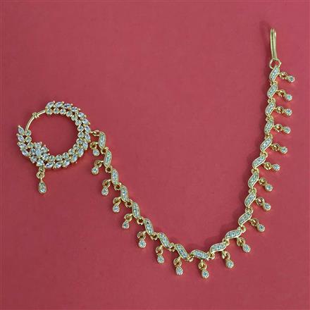 Cubic Zirconia Pressing Nose Ring With Gold Plating