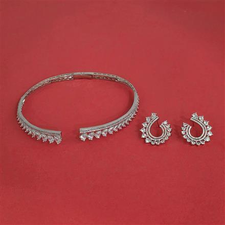 Cubic Zirconia Classic Necklace With 2 Tone Rhodium Plating