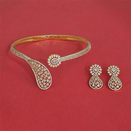 Cubic Zirconia Classic Necklace With 2 Tone Rhodium Plating