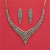 Cubic Zirconia Classic Necklace With Mehndi 2 Tone Rhodium Plating