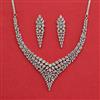 Cubic Zirconia Classic Necklace With Mehndi 2 Tone Rhodium Plating