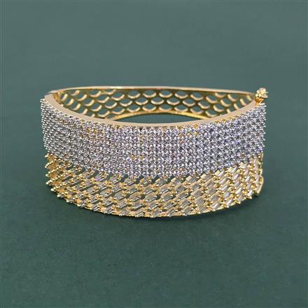 Cz Openable Kada With 2 Tone Rhodium Plating