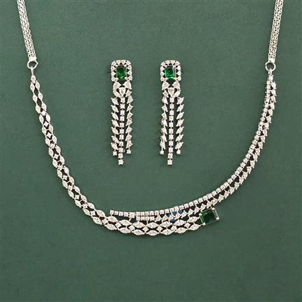 Cz Classic Necklace With Rhodium Plating