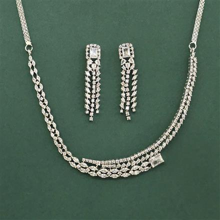 Cz Classic Necklace With Rhodium Plating