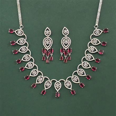 Cz Classic Necklace With Rhodium Plating
