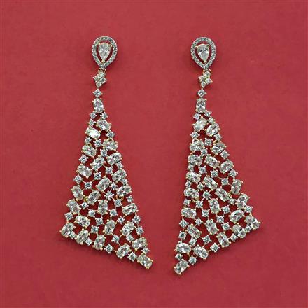Cz Classic Earring With Mehndi 2 Tone Rhodium Plating