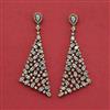 Cz Classic Earring With Mehndi 2 Tone Rhodium Plating