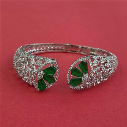 Cz Openable Kada With Rhodium Plating