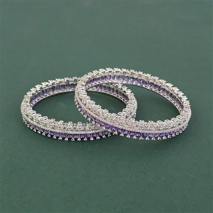 Cz Classic Bangles With Rhodium Plating