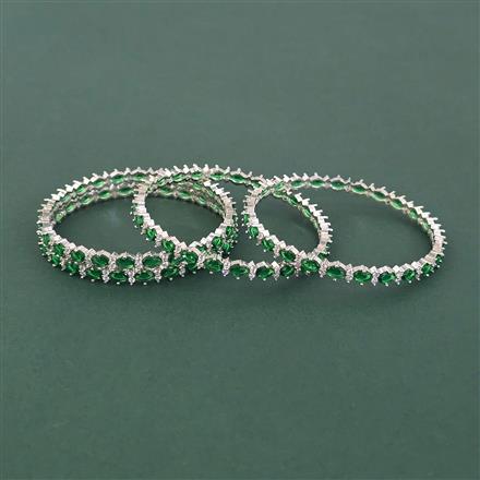 Cz Classic Bangles With Rhodium Plating