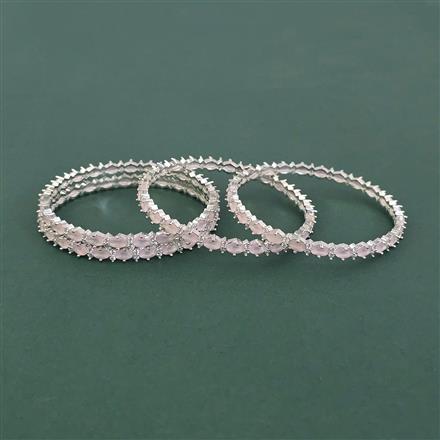 Cz Classic Bangles With Rhodium Plating