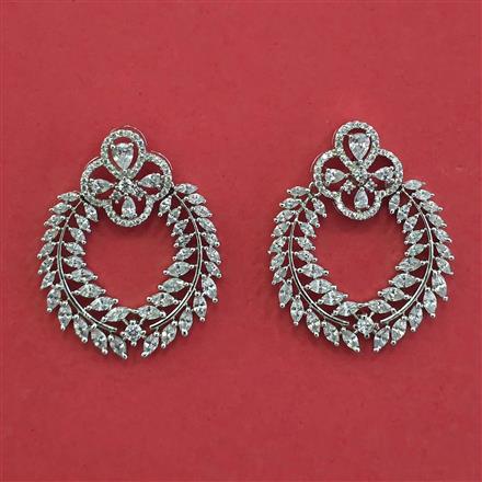 Cz Classic Earring With Mehndi 2 Tone Rhodium Plating