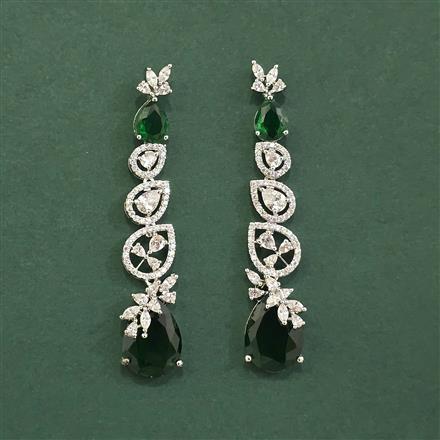 Cz Classic Earring With Rhodium Plating