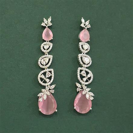 Cz Classic Earring With Rhodium Plating