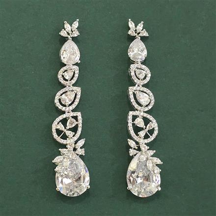 Cz Classic Earring With Rhodium Plating
