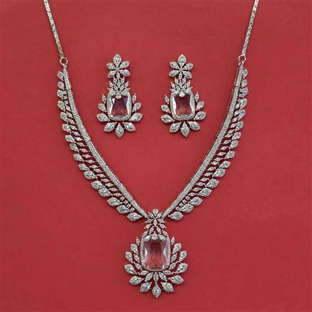 Cz Classic Necklace With Rhodium Plating