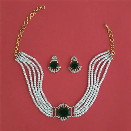 Cz Choker Necklace With 2 Tone Plating