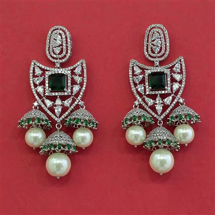 Cz Jhumki With Rhodium Plating