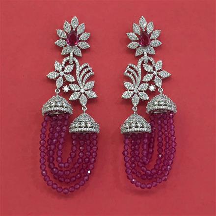 Cz Classic Earring With Rhodium Plating