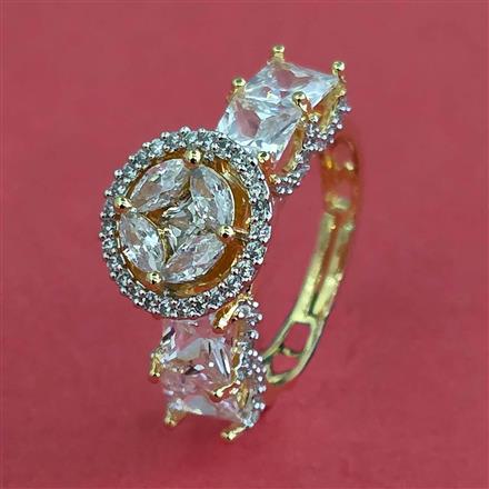Cz Adjustable Ring With 2 Tone Plating