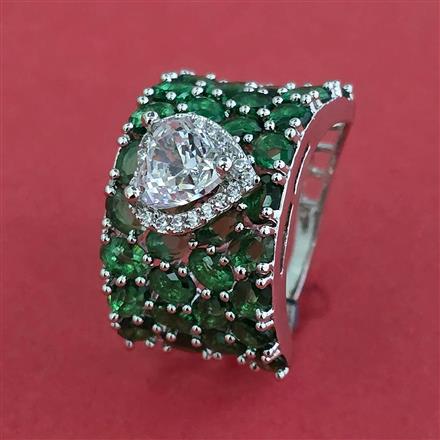 Cz Adjustable Ring With Rhodium Plating