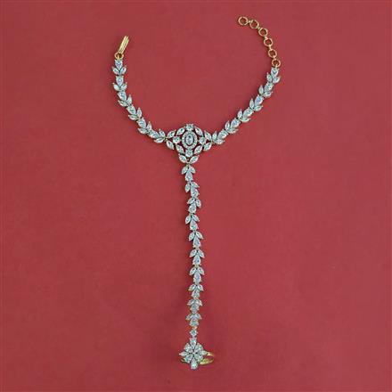 Cz Classic Hath Pan With Mehndi 2 Tone Rhodium Plating