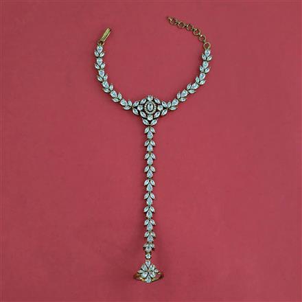 Cz Classic Hath Pan With Mehndi 2 Tone Rhodium Plating