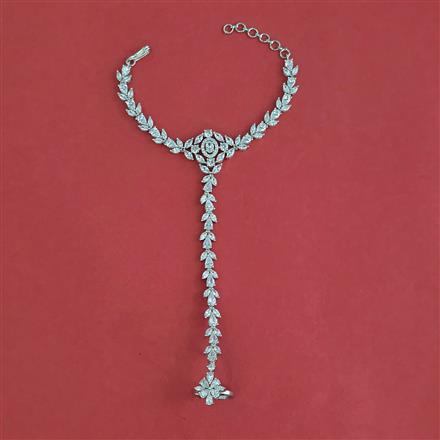 Cz Classic Hath Pan With Mehndi 2 Tone Rhodium Plating