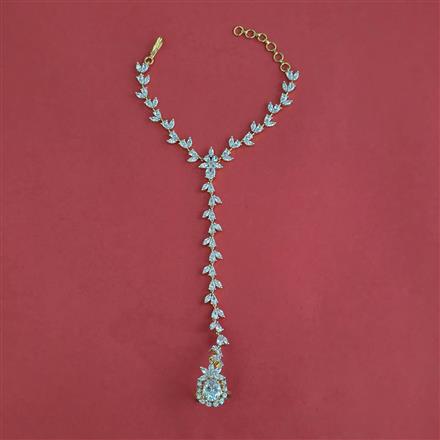 Cz Classic Hath Pan With Mehndi 2 Tone Rhodium Plating