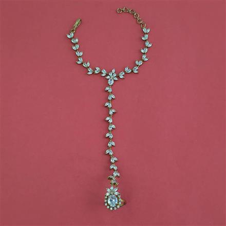 Cz Classic Hath Pan With Mehndi 2 Tone Rhodium Plating