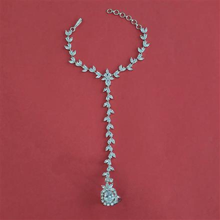Cz Classic Hath Pan With Mehndi 2 Tone Rhodium Plating
