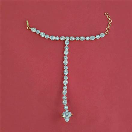 Cz Classic Hath Pan With Mehndi 2 Tone Rhodium Plating