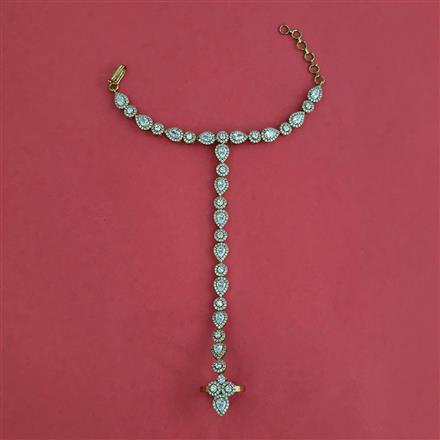 Cz Classic Hath Pan With Mehndi 2 Tone Rhodium Plating