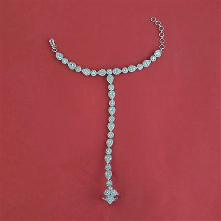 Cz Classic Hath Pan With Mehndi 2 Tone Rhodium Plating