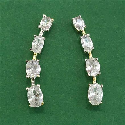 Cubic Zirconia Classic Earring With 2 Tone Rhodium Plating