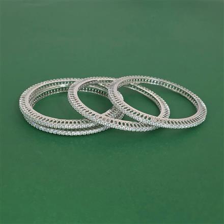 Cubic Zirconia Classic Bangles With Rhodium Plating
