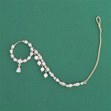 Cubic Zirconia Pressing Nose Ring With Gold Rhodium Plating