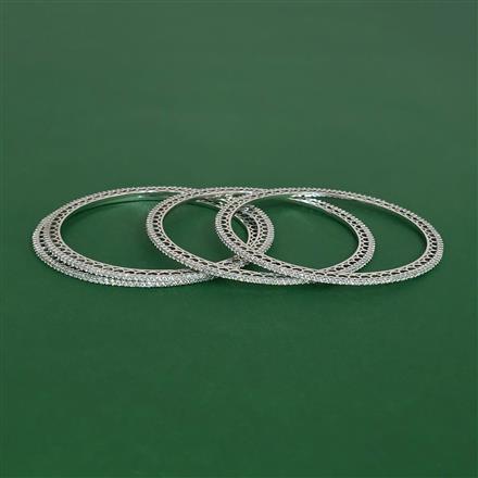 Cubic Zirconia Classic Bangles With Rhodium Plating