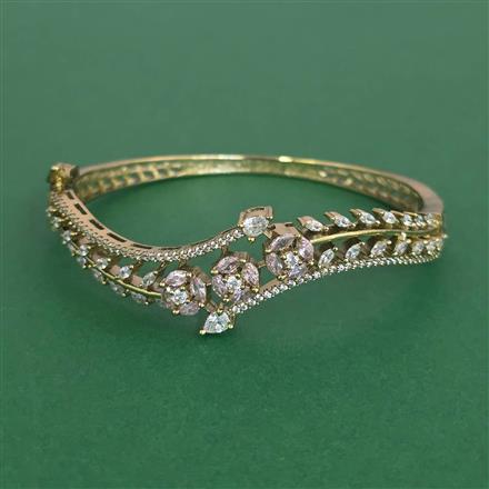 Cubic Zirconia Openable Kada With Mehndi Plating