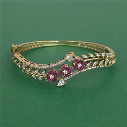 Cubic Zirconia Openable Kada With Mehndi Plating