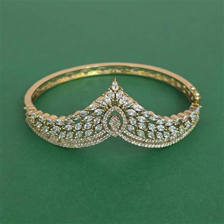 Cubic Zirconia Openable Kada With Mehndi 2 Tone Rhodium Plating