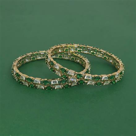 Cubic Zirconia Classic Bangles With Mehndi Plating
