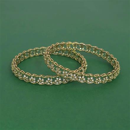 Cubic Zirconia Classic Bangles With Mehndi Plating