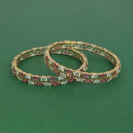 Cubic Zirconia Classic Bangles With Mehndi Plating