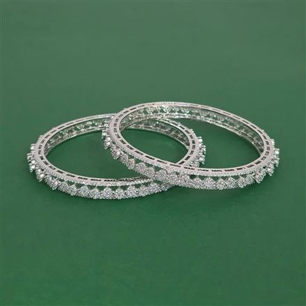 Cubic Zirconia Classic Bangles With Rhodium Plating