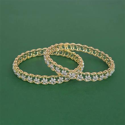 Cubic Zirconia Classic Bangles With 2 Tone Plating